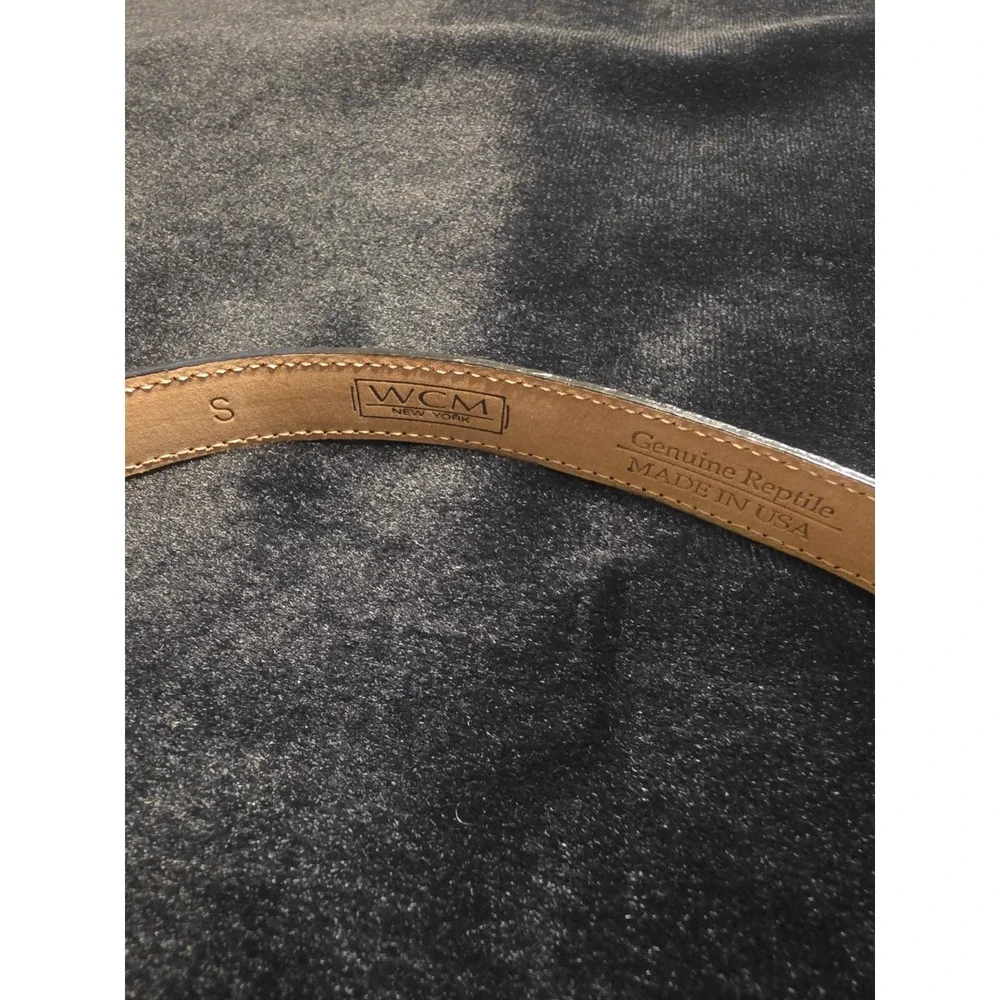 WCM NEW YORK   Black Genuine Reptile & Brass Bold Statement Belt Size SMALL